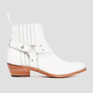 GRENSON white Marley western mid heeled ankle Boot size 7.5 (Uk 4.5) EUC